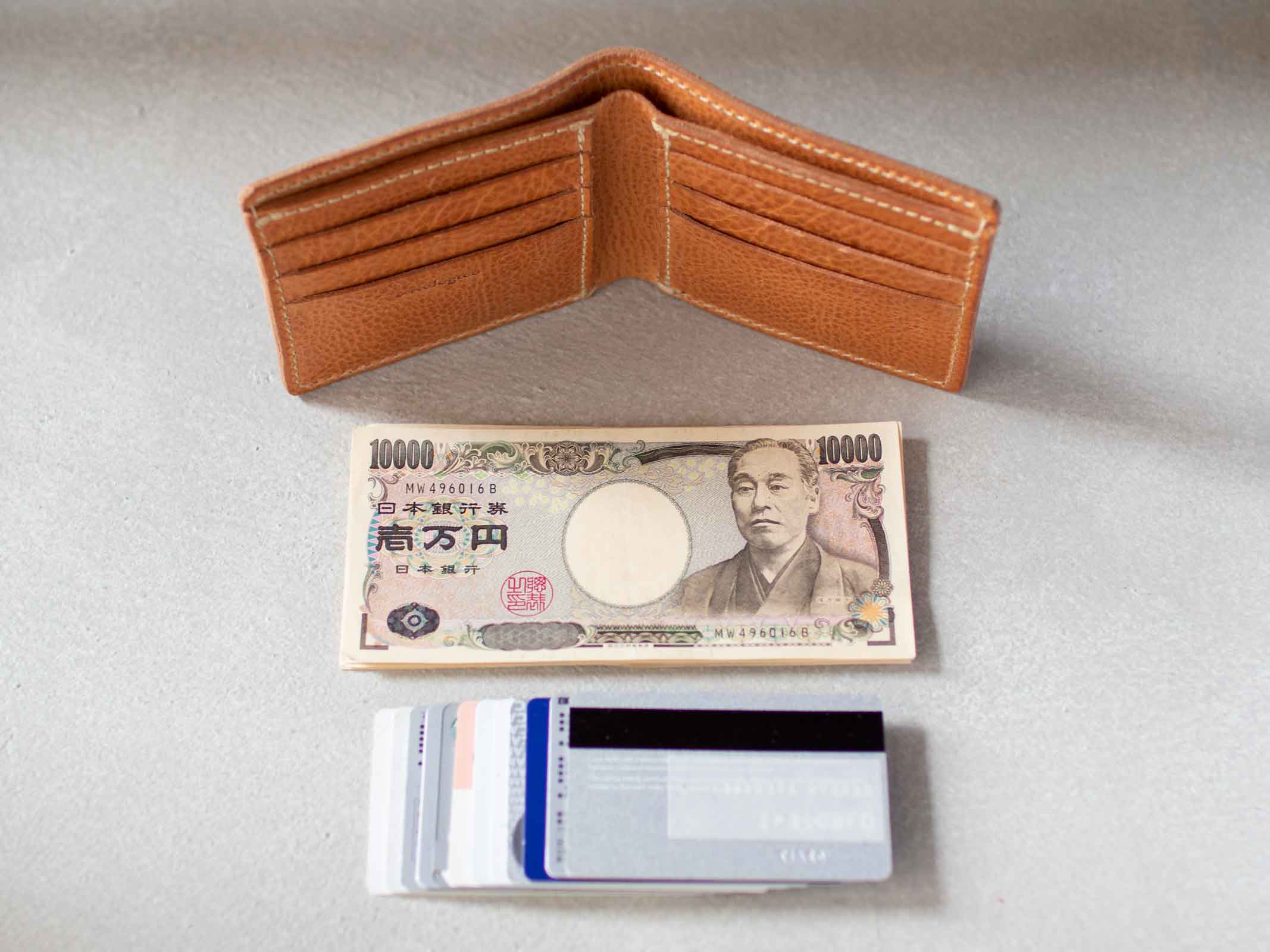 二つ折り財布(小銭入れなし) ナチュラル